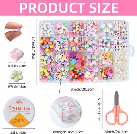 Artizanat cu margele colorate din plastic 5-12 mm, 650 piese, pentru a crea siruri nostime [1]