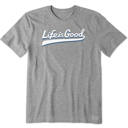 Tricouri barbati - Tricou subtire pentru barbati, cu maneca scurta, gri Life is good L