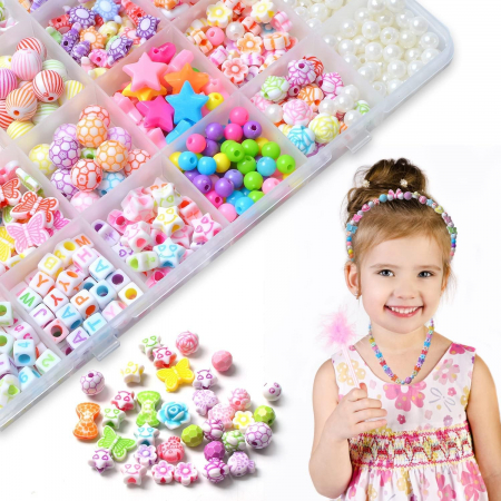 Artizanat cu margele colorate din plastic 5-12 mm, 650 piese, pentru a crea siruri nostime [2]