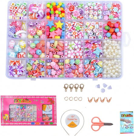 SETURI DE CONSTRUCTIE - Artizanat cu margele colorate din plastic 5-12 mm, 650 piese, pentru a crea siruri nostime