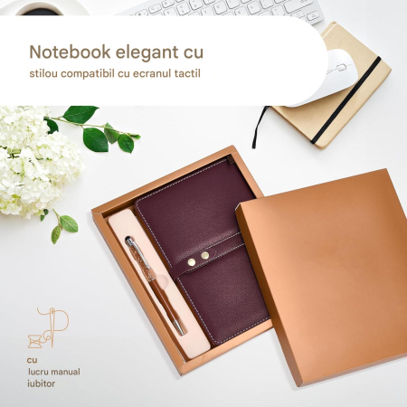 Set agenda A5 liniata, cu coperti PU cu inchidere si pix [3]