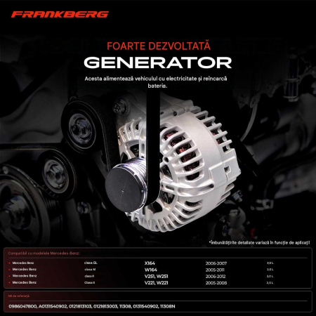 Alternator Mercedes 3.0 CDI, 12V, 220A, 8 Canale, Fulie 50 mm, OE 0131540902 [1]