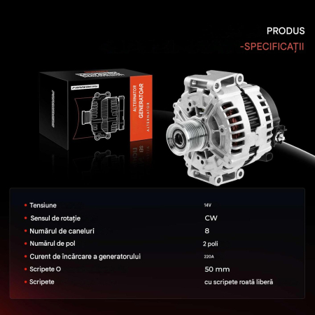 Alternator Mercedes 3.0 CDI, 12V, 220A, 8 Canale, Fulie 50 mm, OE 0131540902 [2]
