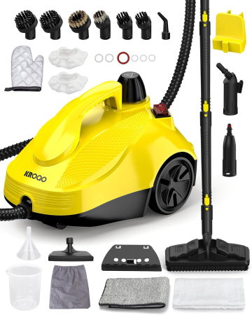 Aparate de curatat cu abur si mopuri electrice - Aparat curatare cu abur, 23 accesorii, cablu 5 m, pentru suprafete, covoare si tapiterie, culoare galben