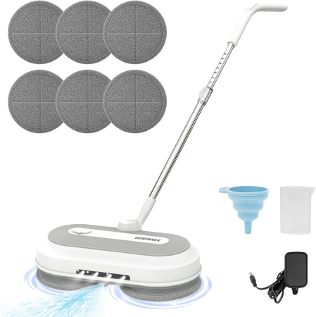 Aparate de curatat cu abur si mopuri electrice - Mop Electric Fără Fir DEWINNER, 150 RPM, Rezervor 300 ml, Acumulator 2 Ah, LED