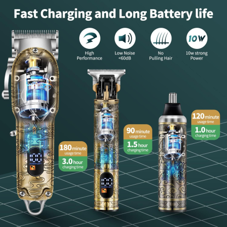 Set de scule reincarcabile de tuns si barbierit profesinal complet [5]
