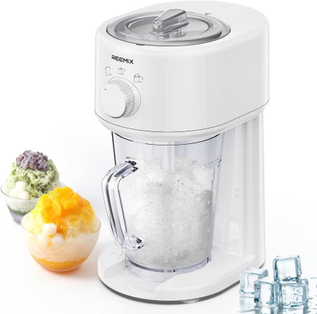 Forme cuburi de gheata - Aparat Electric alb de Gheață Reemix, 3 Moduri, Lame Inox, pentru Slush și Gheață Mărunțită