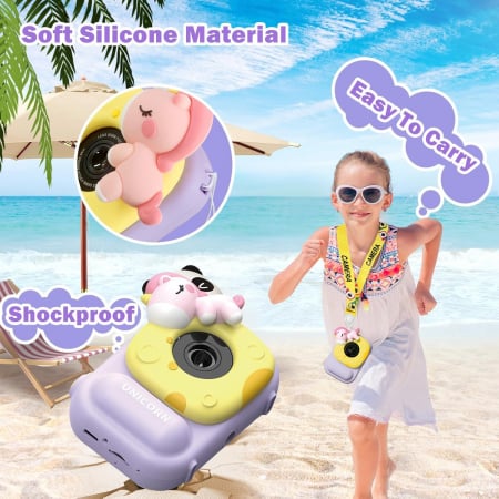 Aparat foto digital selfi Unicorn pentru copii, 1080P HD cu ecran de 2,5", cu trepied, card 32G, cititor de carduri USB [6]