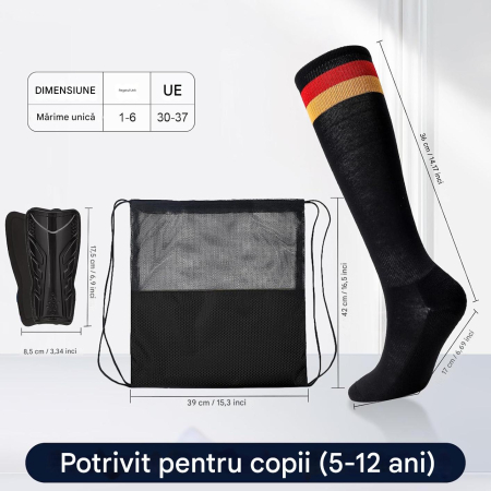 Set aparatori de fotbal copii 5-12 ani, protectii pentru tibii cu jampiere si plasa minge [1]
