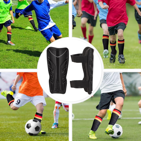 Set aparatori de fotbal copii 5-12 ani, protectii pentru tibii cu jampiere si plasa minge [6]