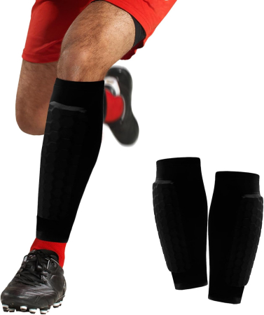 ACCESORII NOU NASCUTI - Aparatori de tibii copii pentru fotbal cu pernuţe tip fagure, respirabile, antiderapante, set 2 piese, S