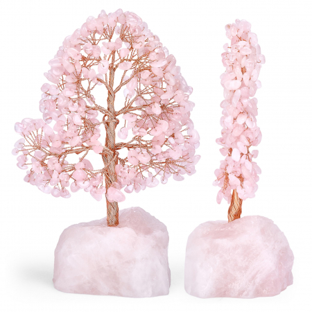 cadouri - Arborele Bonsai de Cristal, Culoare Trandafir, Bonsai Feng Shui Fabricat din Cupru Metal 16cm x 9cm