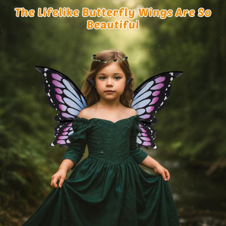 Aripi de zana pentru copii cu urechi de elf și baghete magice - portocali 43x1x82 cm; 70 g [5]