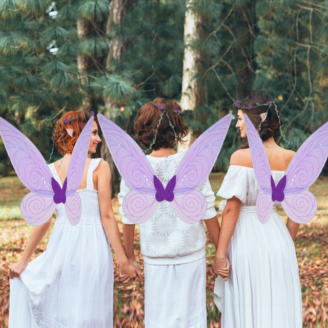 Aripi de zana Violet pentru petrecere, cu bagheta si urechi de elf [1]