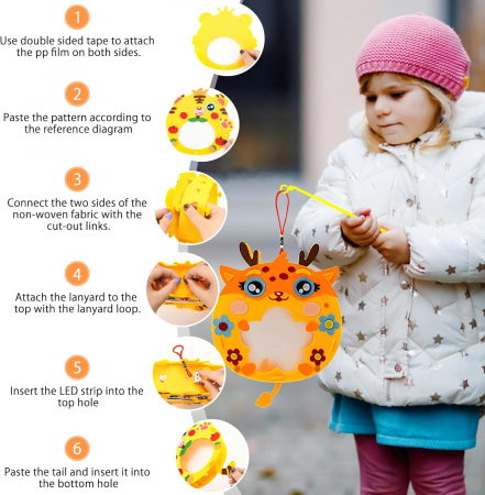 Set 3 Felinare DIY pentru Copii, LED, Pâslă, Unicorn, Iepuraș și Căprioară [2]