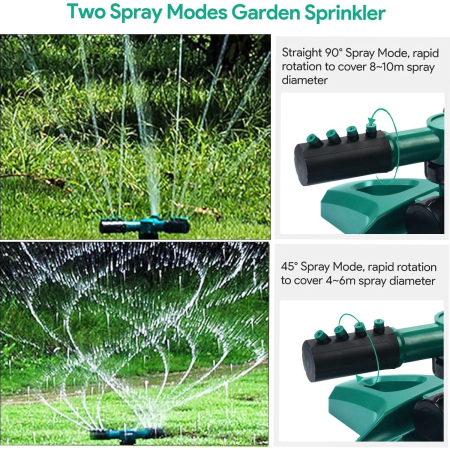 Aspersor rotativ pentru gradina cu 3 Brate, 12 Duze Pulverizare, 360 Grade, Accesorii Conectivitare, verde [2]