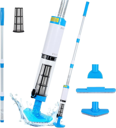 accesorii curatare piscina - Aspirator de piscină fără fir, reîncărcabil, baterie Li-Ion, 3 capete de curățare, autonomie până la 90 minute