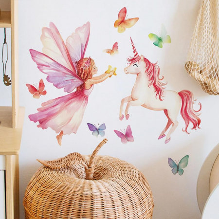Sticker printesa unicorn pentru mobila, pereti 60x40 cm [1]