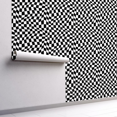 Autocolant perete de 40 x 100 cm, grosime 1 mm, abstract romburi alb/negru [4]
