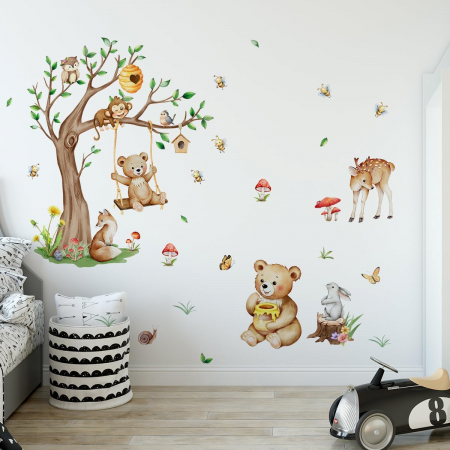 Autocolante - Autocolante perete de 72x109 cm, grosime 1 mm, animale la joaca