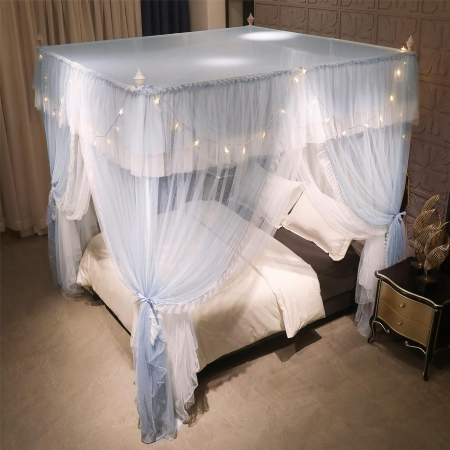 Baldachin impunator ALB pentru dormitor sau camera de joaca a fetelor 2Lx1.35Wx2.1H metri, 1.2Kg [5]