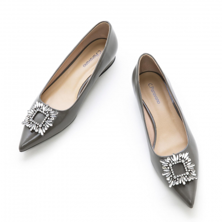 Pantofi dama - Balerini eleganti, gri pentru femei, M 36