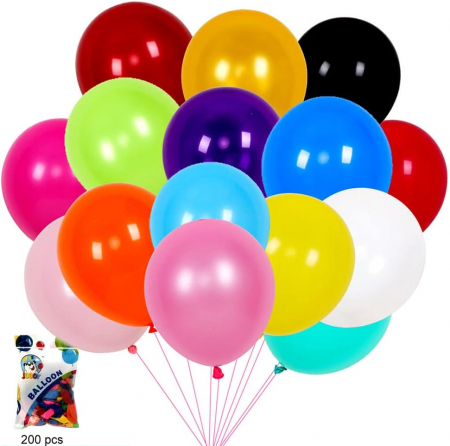 Baloane - Baloane colorate din LATEX NATURAL Pur 10 Culori 25-27 cm set 200 bucati