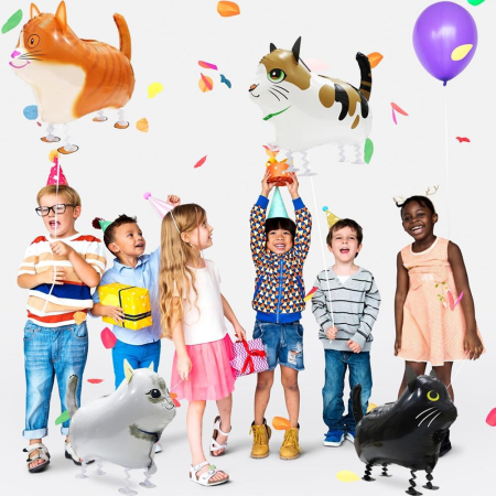 Baloane colorate din folie cu pisici care merg, set 4 bucati 40-60 cm [3]