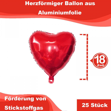 Baloane din folie in forma de inima, 46 cm, ROSU, set 25 bucati [1]