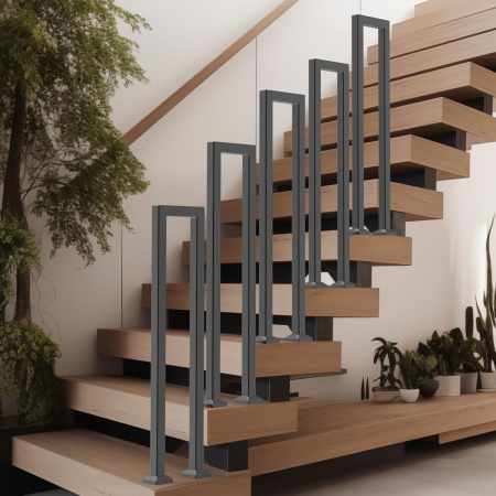 Balustrada din otel inoxidabil 95cm, in forma de "U", vopsite negru, cu set de instalare-pret pe bucata [7]