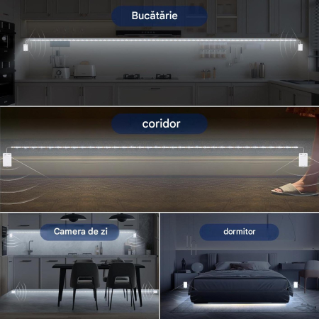 Bandă LED cu senzor de mișcare 5m 150 LED control dublu reîncărcabil – Alb rece [3]