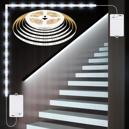 suporti si accesorii lumini - Bandă LED cu senzor de mișcare 5m 150 LED control dublu reîncărcabil – Alb rece