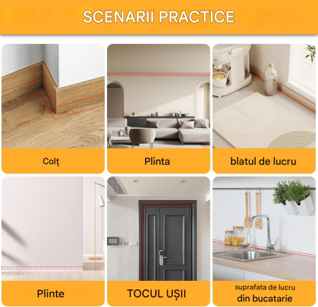 Bordură decorativă autoadezivă triunghiulară pentru margini plăci/ pereți – 3m (20×27mm) [4]