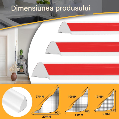 Bordură decorativă autoadezivă triunghiulară pentru margini plăci/ pereți – 3m (20×27mm) [5]
