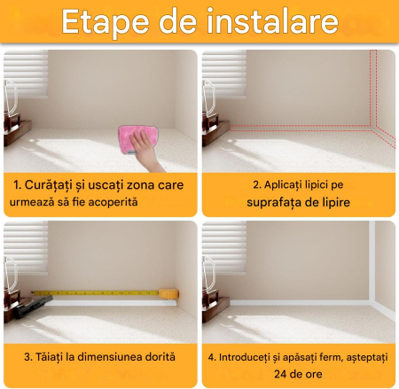 Bordură decorativă autoadezivă triunghiulară pentru margini plăci/ pereți – 3m (20×27mm) [6]