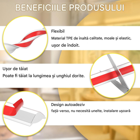 Bordură decorativă autoadezivă triunghiulară pentru margini plăci/ pereți – 3m (20×27mm) [2]