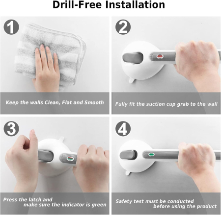 Bara ajutatoare cu ventuza pentru baie, maner antialunecare, 40 cm [4]