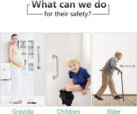 Bari ajutatoare pentru baie, otel inoxidabil, maner antialunecare, 40 cm, 2 bucati [6]