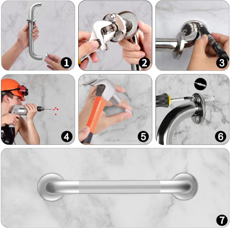 Bari ajutatoare pentru baie, otel inoxidabil, maner antialunecare, 40 cm, 2 bucati [5]