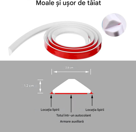 Bariera siliconica autoadeziva, garnitura in calea apei 0.85 M, alba trapezoidala [1]
