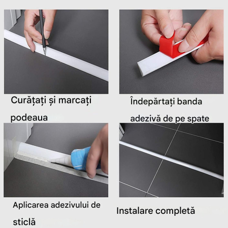 Bariera siliconica autoadeziva, garnitura in calea apei 0.85 M, alba trapezoidala [6]