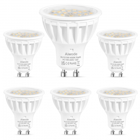 becuri - Becuri GU10 LED alb neutru, 5W 4000K 600LM,  RA85 600lm 120 unghi fascicul, set 6 buc.