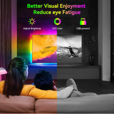 Banda 3m 90 LED-uri SMD RGB, USB, Sincronizare Muzică, IP65, telecomanda [6]