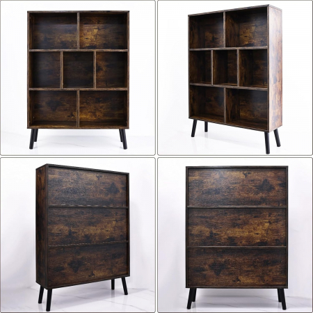 Biblioteca rustica vintage cu 3 nivele ODK [5]