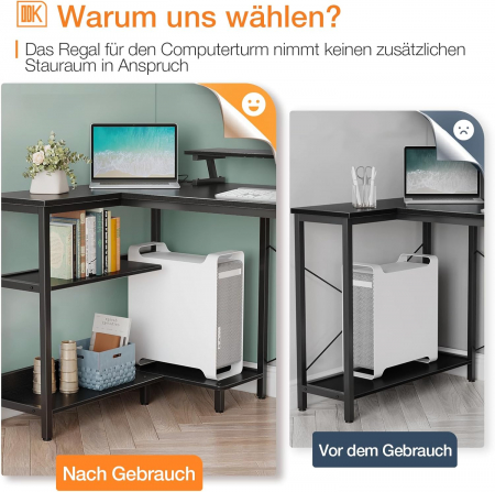 Birou de colt metal si ODK cu prize si porturi USB, negru 168x80 cm [5]