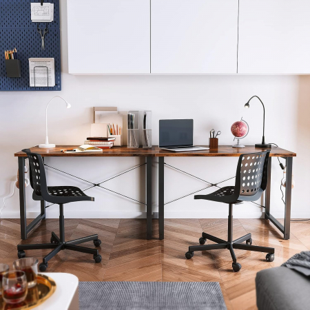 Birou de jocuri metal si MDF cu geanta depozitare si carlig, 100x48x73.5cm negru/maro [1]