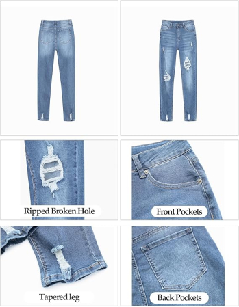 Blugi albastri, lejeri pentru femei, 4 buzunare, M [4]