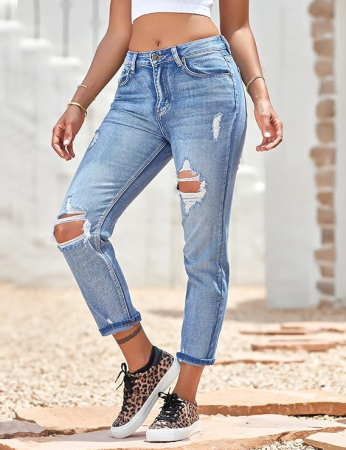 Blugi albastri, lejeri pentru femei, 4 buzunare, M [5]