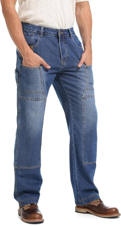 PANTALONI BARBATI - Blugi albastri largi pentru barbati, 9 buzunare, W28, L32
