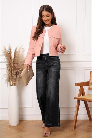 Blugi negri drepti pentru femei, cu buzunare, evazati jos S [3]